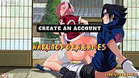Teen brunette indulges in hentai porn with Naruto character